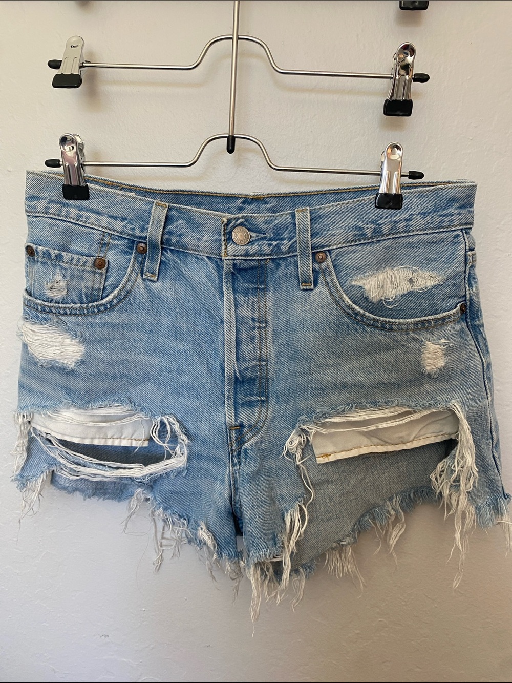 Levi's Light Blue Distressed Cutoff Denim Shorts